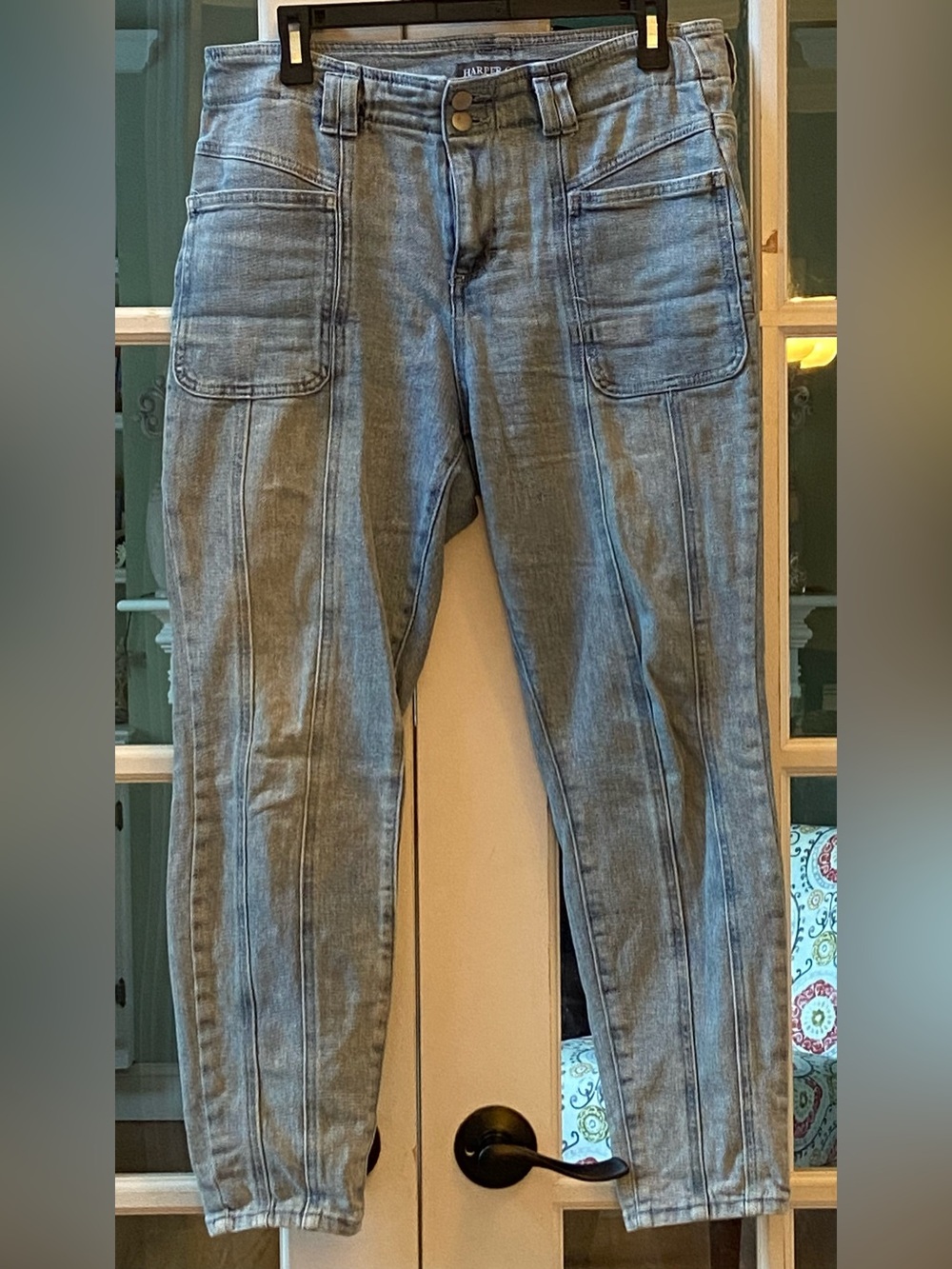 Harper Grey High-Rise Light Wash Jeans Front Patch Pockets Size 10 MCS500158VA